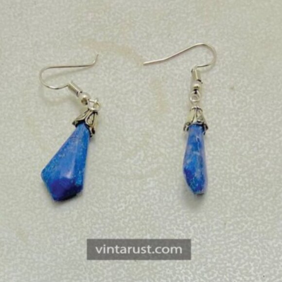 Dangle Earrings, Gemstone Dangle Earrings, Lapis Lazuli Handmade Earrings - Picture 9 of 10